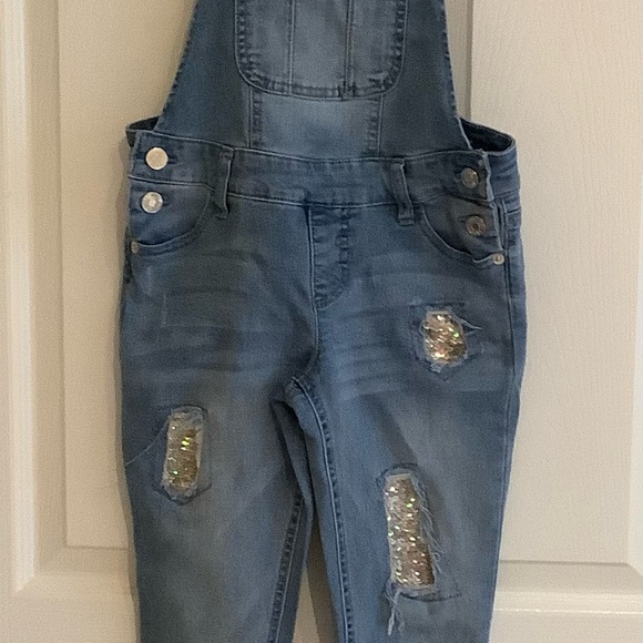 Girls Justice Blue Denim Overalls - Picture 5 of 8